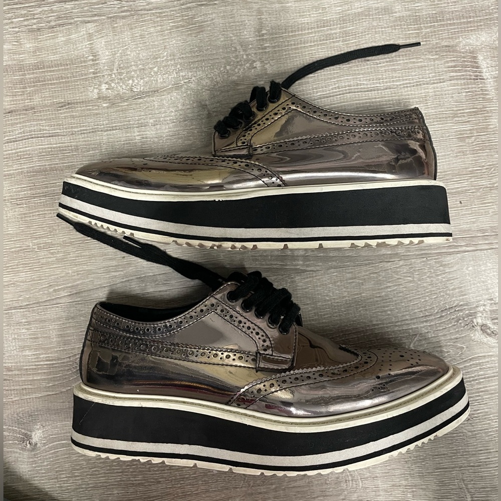 Prada Silver and Black Platform Shoes - Picture 3 of 11
